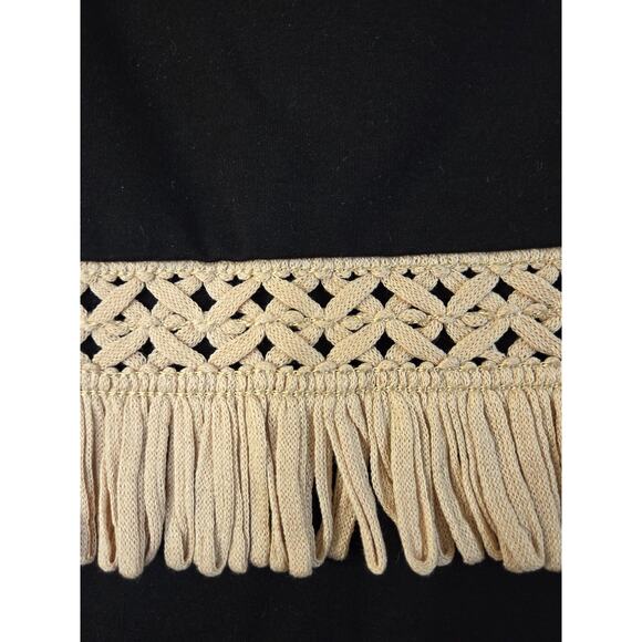 Alexis Bailey NWT Black Crochet trim Midi Dress Off Shoulder Fringe, Size Medium - Picture 6 of 13